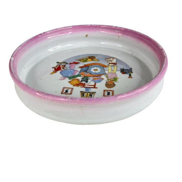Vintage Childs Bowl Ceramic Baby Porridge Made Germany Dish 7.25” Porcelain Pink - Picture 12 of 12